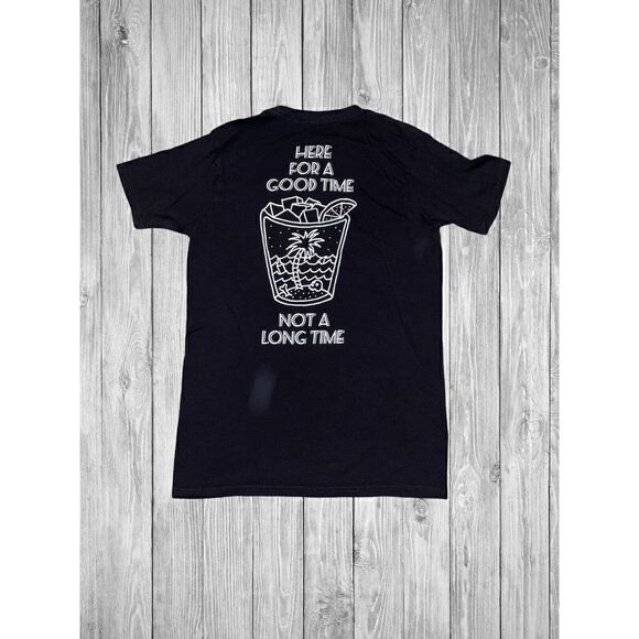V.S.T.R Surf T Shirt Here for a Good Time Not a Long Time Men’s Size Small Black - Picture 1 of 4